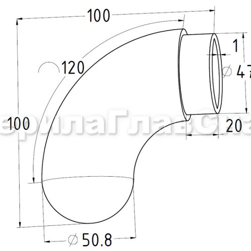 Отвод оконечный капля, Ø50.8×1.5 мм, AISI 304, GRIT 600, зеркальный – inoxprime.by – 5