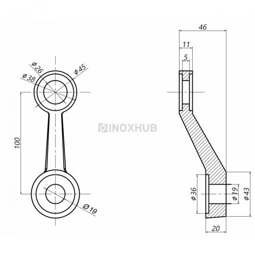 Одинарный спайдер для вертикального остекления, AISI 304, GRIT 600 – inoxprime.by – 3