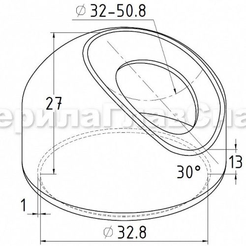 Соединение поручня со стойкой штампованное под 30°, Ø32.0 мм, AISI 304, GRIT 600, зеркальное – inoxprime.by – 4