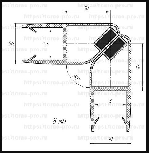 Профиль магнитный 8 mm длина 2200мм  SN114-008A1W-8 – inoxprime.by – 3